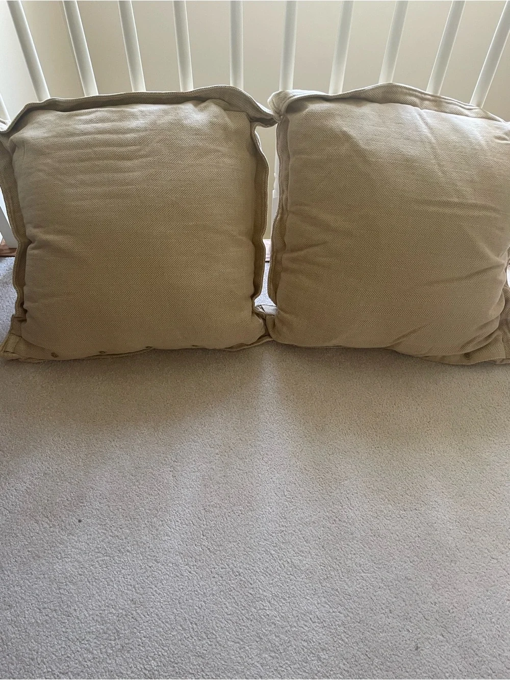 Set of (2) Ralph Lauren Tan Textured Square Throw Pillow Covers plus Inserts
